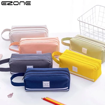 EZONE, 1 шт., холщовый пенал, сумка для хранения школьных принадлежностей, Двухслойная сумка для карандашей, студенческая сумка для ручек, Милый пенал для ручек, сумка для канцелярских принадлежностей