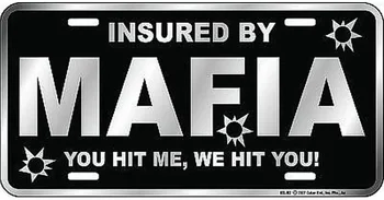 печатные знаки 4 Fun SLM2 Mafia You Hit Me Крышка номерного знака Металлическая автомобильная бирка для мужчин и женщин 6 X 12 дюймов