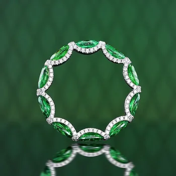 Прекрасное изумрудное кольцо с бриллиантом, 100% настоящее серебро 925 Пробы, Обручальные кольца для женщин, подарок ювелирных изделий для новобрачных