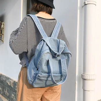 Джинсовый школьный рюкзак для женщин, дорожная сумка, рюкзаки в элегантном стиле для девочек-подростков, рюкзак для ноутбука, синий bolsas Mochila