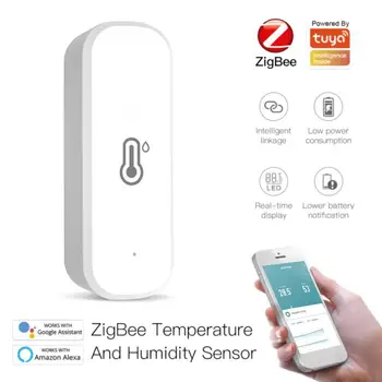 Tuya ZigBee / WiFi Датчик температуры и влажности, термометр для подключения к дому, совместимый с Smart Life Alexa Google Assistant