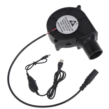 Воздуходувка для барбекю USB 5V 12V 5,5x2,1 мм, портативный легкий электрический вентилятор для барбекю