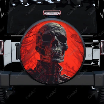 Чехол для шины Horror Smokey Dark Skull из полиэстера с универсальным запасным колесом, чехлы для колес для прицепа RV, внедорожника, грузовика, кемпера