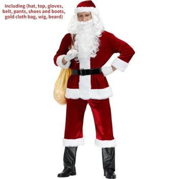 Мужской костюм Санта-Клауса для взрослых Плюс Размер Рождественский косплей Униформа Сценический костюм Праздничное Рождественское украшение M-3XL