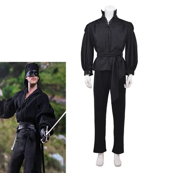 Мужские готические винтажные черные наряды, средневековые Черные костюмы воинов, карнавальная вечеринка на Хэллоуин, принцесса Невеста Уэстли, косплей костюм