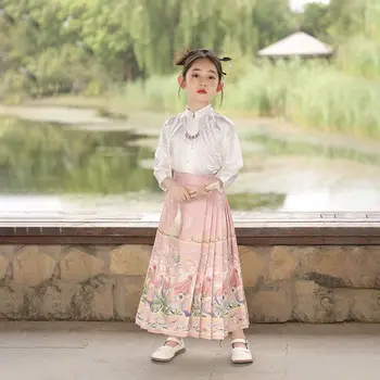 2023 Платье для девочек с лошадьми, осеннее детское платье Hanfu ancient super fairy, платье Tang для маленькой девочки