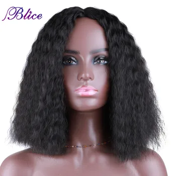 Синтетический короткий парик длиной до плеч, Средняя часть, кудрявые волосы, наращивание париков из натуральных волос, афро-кудрявые парики для женщин