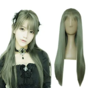 Yurisa Fashion Harajuku Style Прямые Термостойкие синтетические волосы длиной 70 см для женщин Универсальный серый головной убор для косплея