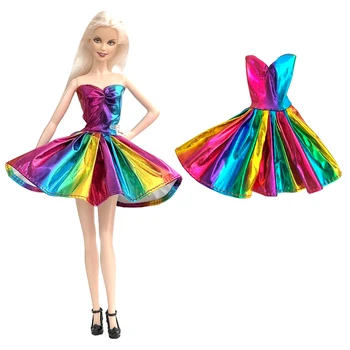 1 Шт. Праздничное платье ручной работы с радужной юбкой принцессы, аксессуары для куклы Барби, современная одежда для подарков для кукол 1/6.