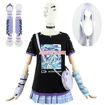 В 25:00 В Nightcord Yoisaki Kanade Cosplay Costume Project Sekai Красочная сцена! VTuber K/ Летний комплект с короткой юбкой, парик, ролевая игра