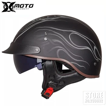 GXT Взрослый Мотоциклетный шлем с половиной лица, Винтажный Велосипедный шлем для скутера, Шляпа, Кепка, Мужские, Женские, для мотокросса, Мото Гоночные Каски Capacete