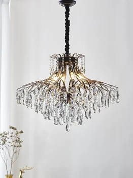 Лампа в гостиной American Light, роскошная хрустальная лампа, люстра для ресторана на вилле в стиле французского ретро, европейский светильник для лестницы в спальне
