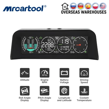 Автомобильный головной дисплей MRCARTOOL M80 Спидометр, измеритель наклона, HUD Автомобильный компас, инклинометр, Долгота, широта, GPS OBD
