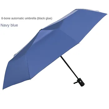 Автоматический складной зонт Мужской женский 10K Прочные ветрозащитные зонты от дождя с защитой от ультрафиолета и солнца с деревянной ручкой Paraguas