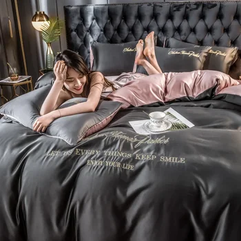 Выстиранный комплект постельных принадлежностей из прохладного волокна PLA удобные постельные принадлежности king size покрывало для кровати в домашней спальне однотонное стеганое одеяло комплект пододеяльников для пуховых одеял