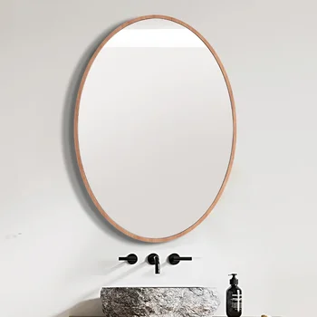 Овальное Деревянное зеркало для ванной Комнаты, Настенное Большое, Скандинавского качества, Роскошное, Элегантное, в стиле Miroir, Предметы декора для ванной комнаты