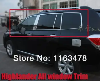 Для Toyota Highlander 2011-2013 Отделка всех оконных рам из нержавеющей стали новые Автомобильные аксессуары Наклейки