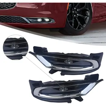 Для 2015-2021 Chrysler 300 Пара светодиодных противотуманных фар Бамперные фары дальнего света Левые + правые противотуманные фары Хромированная крышка
