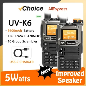2ШТ Quansheng UV-K6 5 Вт Портативная рация UV-K58 UV-K5 (8) 2-полосное радио USB-C С прямой зарядкой, Многополосное AM FM UHF VHF DTMF Обновление UV-K5