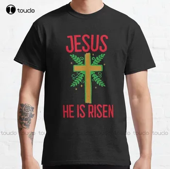 Иисус - Он Воскрес - Религиозная Пасхальная классическая футболка, модные забавные футболки для креативного досуга, уличная футболка
