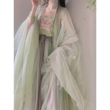 Hanfu Fairy Girl China Традиционный китайский элемент, юбка Чебула, античный стиль эпохи Мин, полный комплект древнего костюма, юбка с широким рукавом.